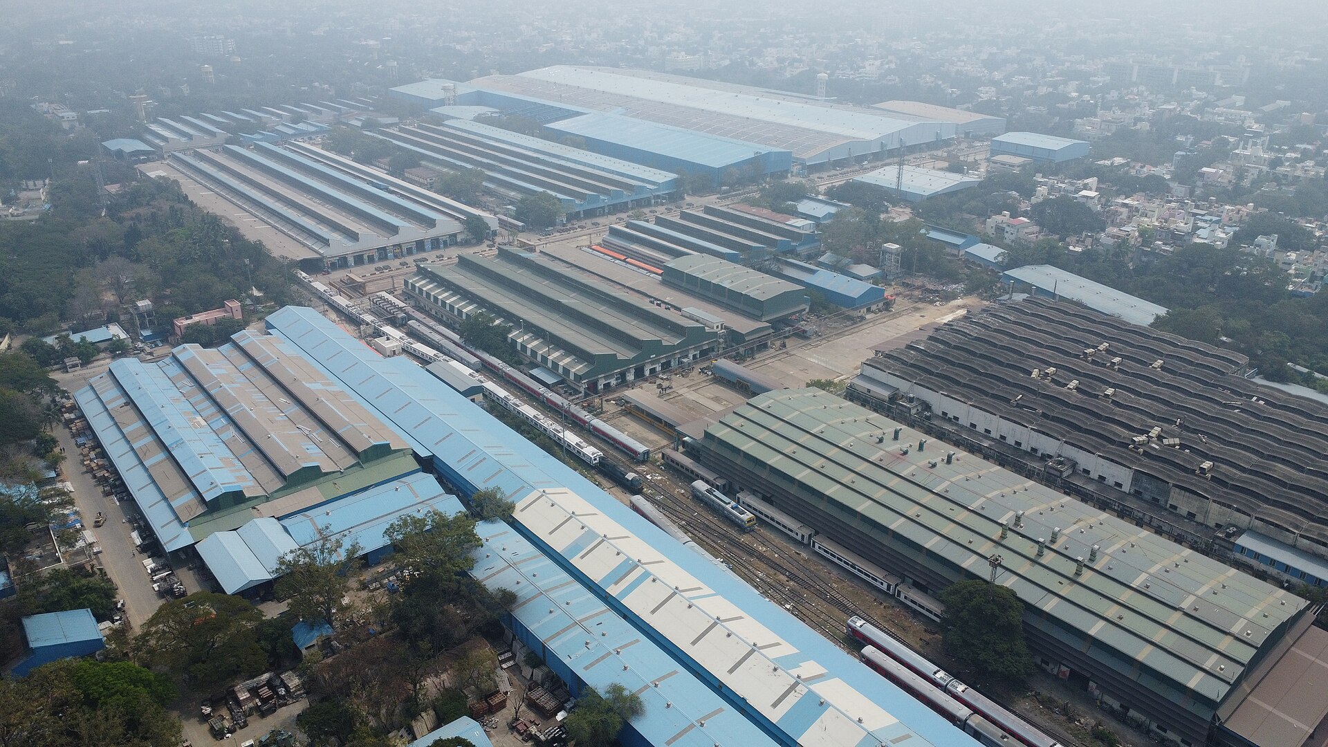 Integral Coach Factory, Chennai aerial view — industrial site in Chennai industrial corridor, India